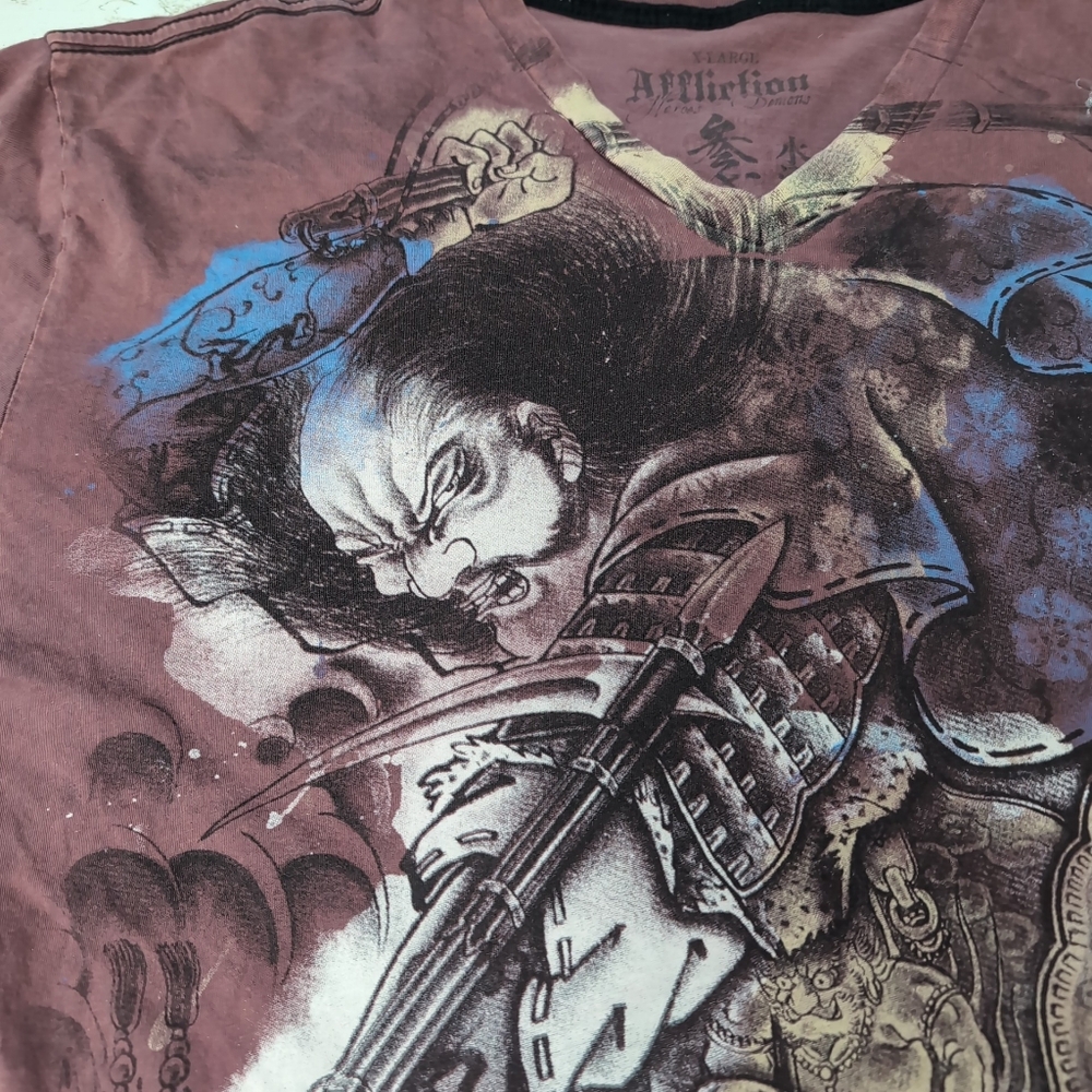 Affliction t-shirt Horiyoshi, HEROES & DEMONS Y2K X-Large. - Picture 2 of 12